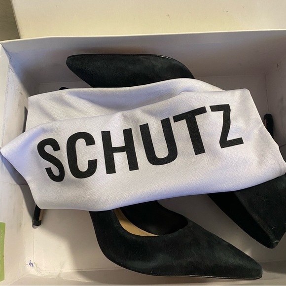 New SCHUTZ Women's Lou Black Suede Pointed Toe High Heel Pumps - Size 8B - Picture 5 of 16